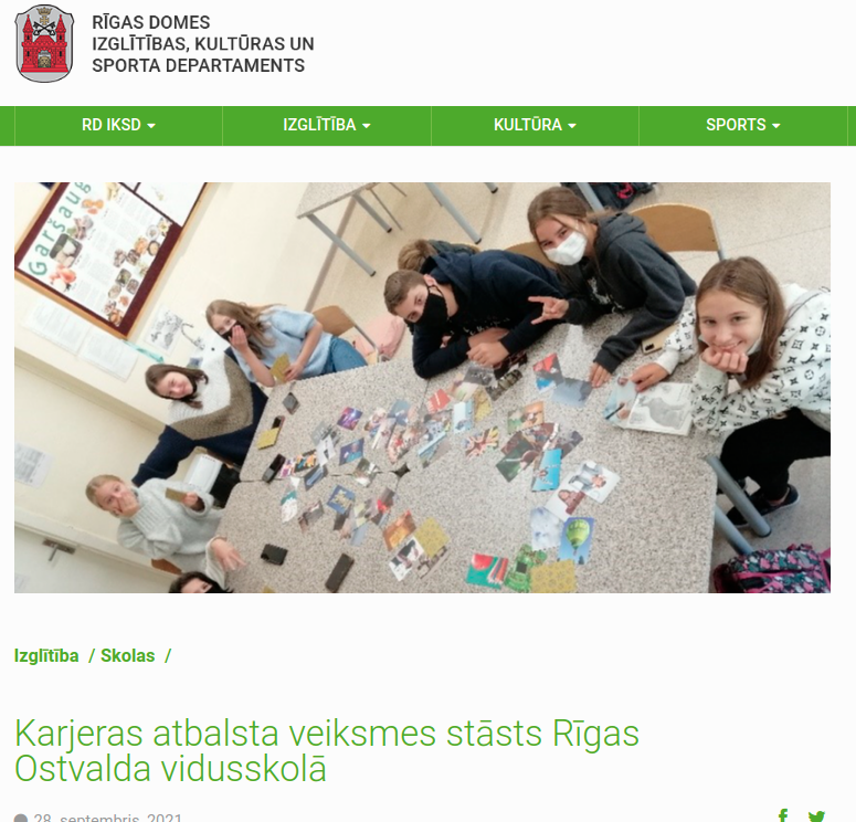 Karjeras atbalsta veiksmes stāsts Rīgas Ostvalda vidusskolā